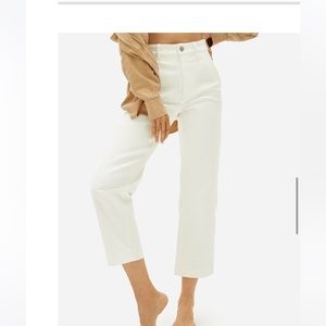 Everlane The Straight Leg Crop White Jeans